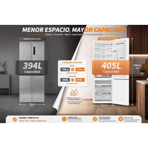 Frigorífico combinado VOK EVR-405NEW Compresor Inverter No Frost