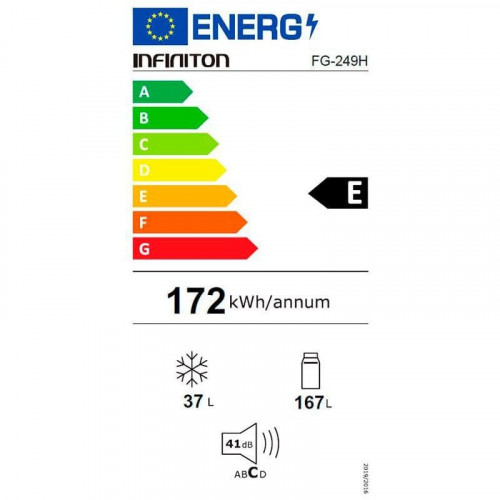Frigorífico de 2 puertas Infiniton FG-249H 204L cíclico 41dB E blanco 143x54,5x52,5 cm