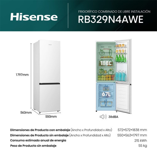 Frigorífico Hisense RB329N4AWE E Blanco