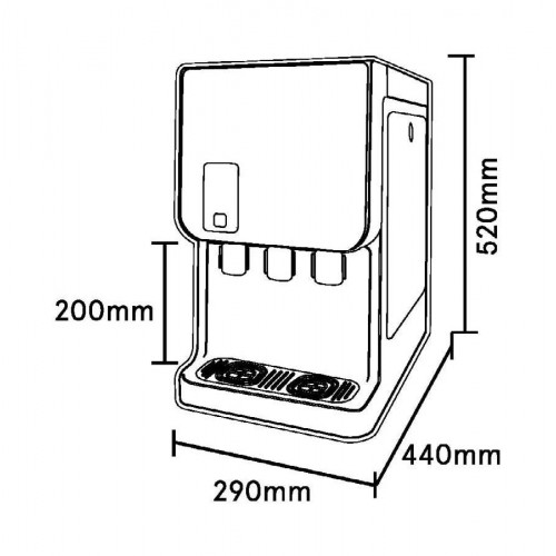 Fuente dispensador de agua descalcificador y osmosis inversa de sobremesa con agua caliente