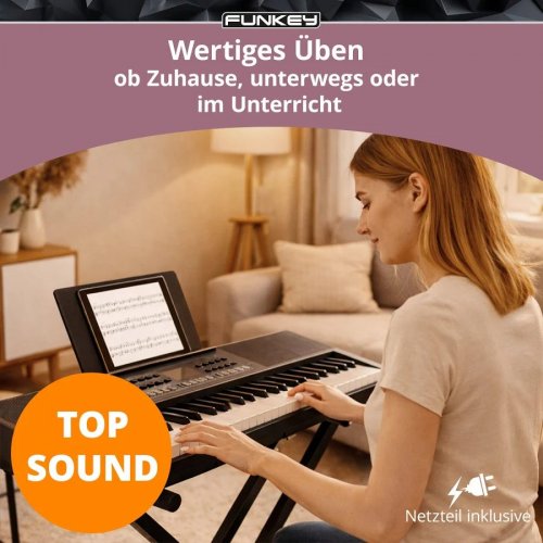 FunKey 61 Performer Set Negro incl. Soporte Para Teclado + Banco