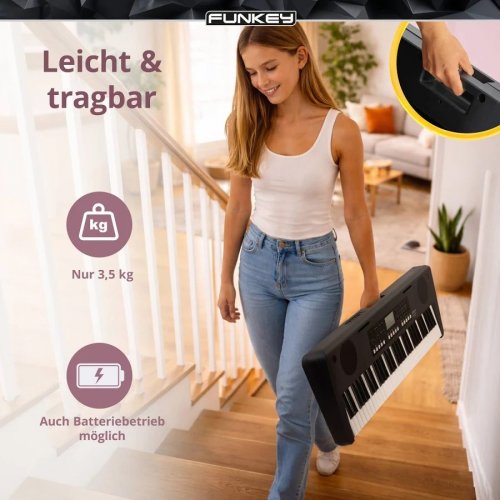 FunKey 61 Performer Set Negro incl. Soporte Para Teclado + Banco