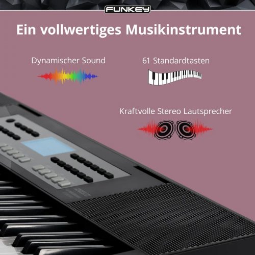 FunKey 61 Performer Set Negro incl. Soporte Para Teclado + Banco