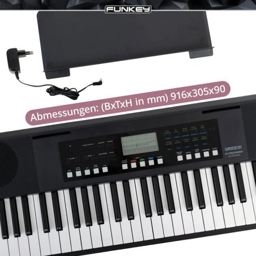 FunKey 61 Performer Set Negro incl. Soporte Para Teclado + Banco
