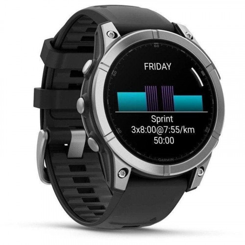Garmin Fenix E 47mm Reloj Smartwatch Acero Inoxidable con Correa de Silicona Negra