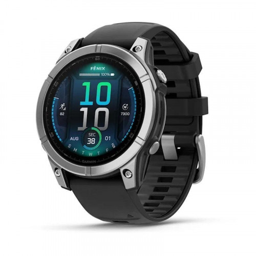 Garmin Fenix E 47mm Reloj Smartwatch Acero Inoxidable con Correa de Silicona Negra