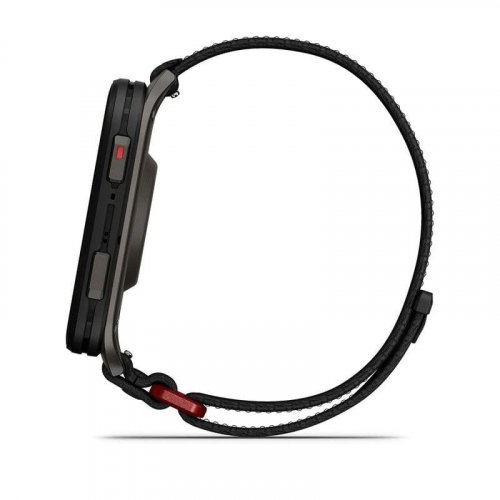 Garmin Venu X1 Caja de titanio Gris Correa de nailon ComfortFit Negro