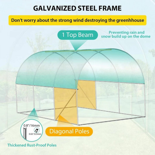 Garvee invernadero walk-In para exterior con estructura de acero galvanizado