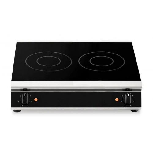 gastrodomus Cocina de sobremesa en vitrocerámica profesional 2 zonas de cocción L 570 mm x P 510 mm x A 120 mm