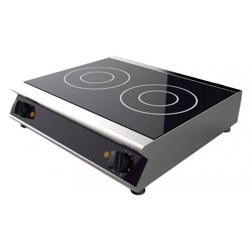 gastrodomus Cocina de sobremesa en vitrocerámica profesional 2 zonas de cocción L 570 mm x P 510 mm x A 120 mm