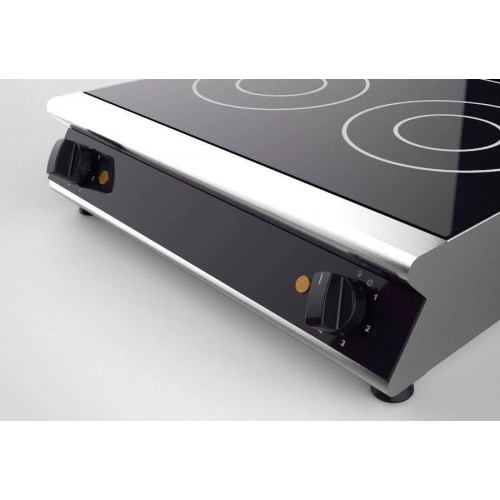 gastrodomus Cocina de sobremesa en vitrocerámica profesional 2 zonas de cocción L 570 mm x P 510 mm x A 120 mm