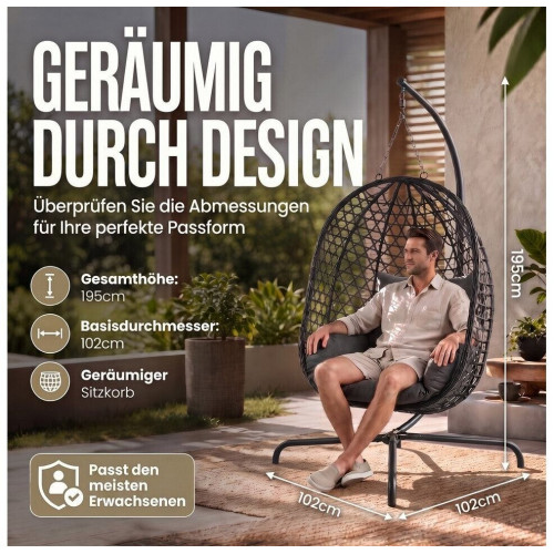 Goodsngadgets Hanging chair (S0VB506US45) Polyrattan grey