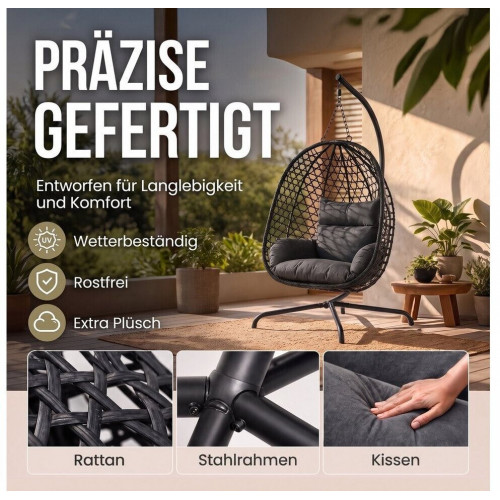 Goodsngadgets Hanging chair (S0VB506US45) Polyrattan grey