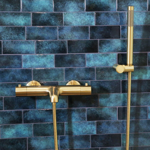 Grifo de bañera termostático ESSEBAGNO envol oro satinado Antical Latón