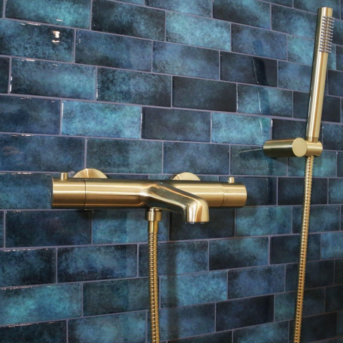 Grifo de bañera termostático ESSEBAGNO envol oro satinado Antical Latón
