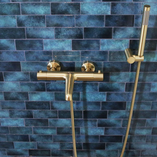 Grifo de bañera termostático ESSEBAGNO envol oro satinado Antical Latón