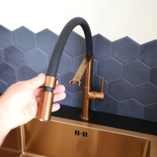 Grifo de cocina monomando alto+ducha ESSEBAGNO Magneto cobre