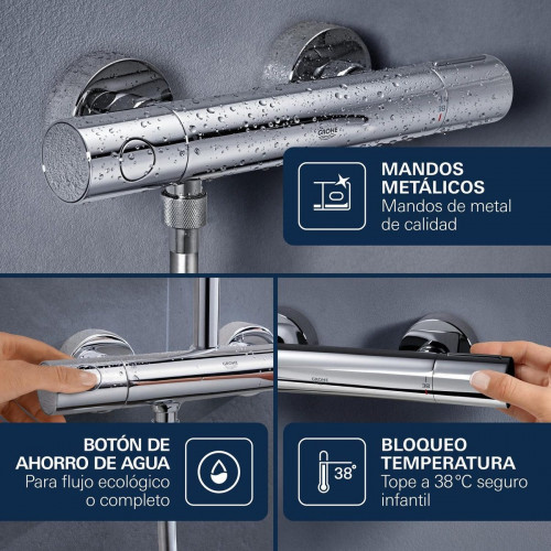 Grifo de ducha termostático GROHE Clova cromo brillo Antical Latón