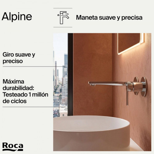 Grifo de lavabo empotrado ROCA Alpine monomando cromo brillo. Antical. Latón. Caño de 20.1 cm