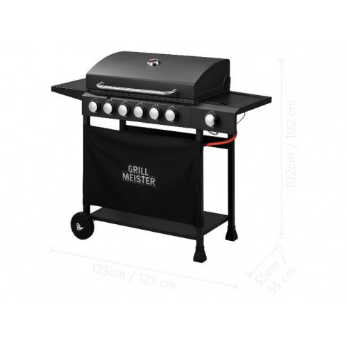 GRILLMEISTER Barbacoa de gas con 6 + 1 quemadores lateral