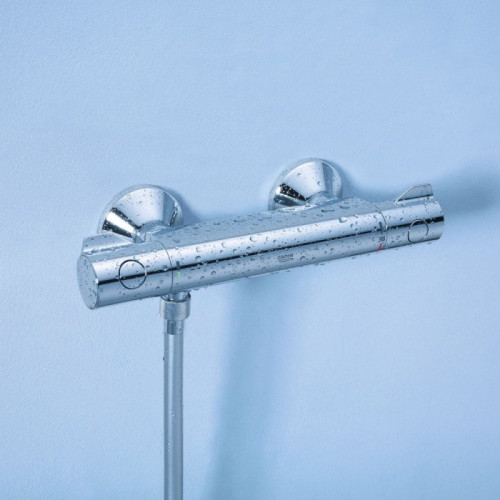 Grohe Grohtherm 800 Set 1/2' Mezclador termostático de ducha + 2 rociadores de ducha + 60cm barra de ducha + Manguera flexible (