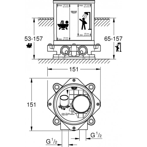 GROHE Installation Kit for Free-Standing Bath Mixer (45984001)