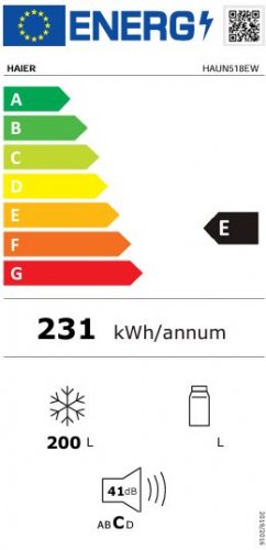 Haier HAUN518EW - Congelador Vertical Integrable 176.9x54 Cm No Frost  Clase E