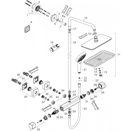 Hansgrohe Croma E 280 1jet EcoSmart Showerpipe (27660000)