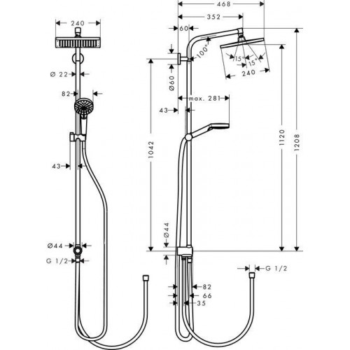 Hansgrohe Crometta E 240 1jet Showerpipe Reno (27289000)