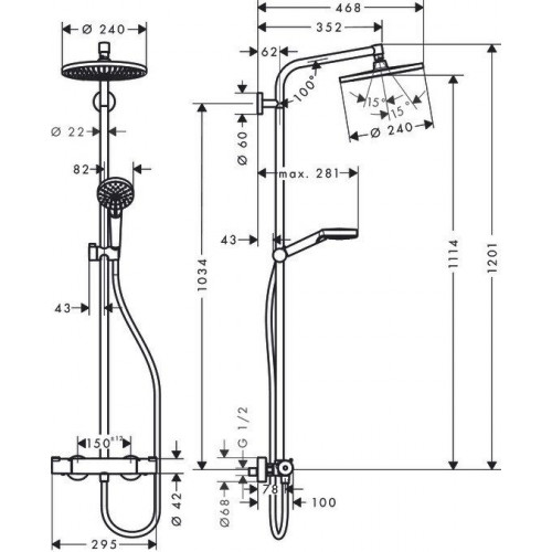 Hansgrohe Crometta S 240 1jet Showerpipe (27268000)
