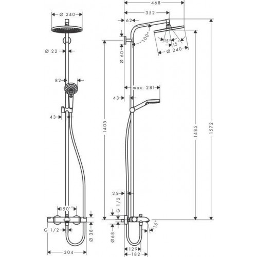 Hansgrohe Crometta S 240 1jet Showerpipe (27320000)