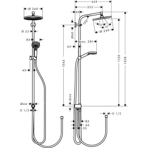 Hansgrohe Crometta S 240 1jet Showerpipe Reno (27270000)