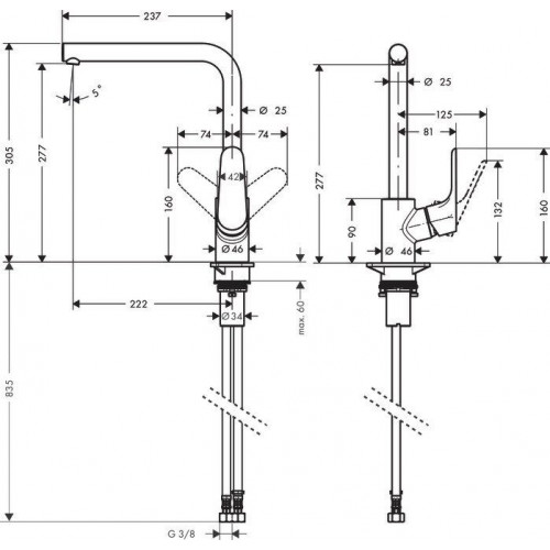 Hansgrohe Grifo cocina monomando con caño giratorio (31817800)