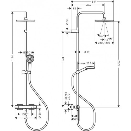 Hansgrohe Vernis Shape 240 1jet Showerpipe (26429670)
