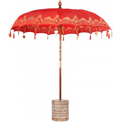 Helloshop26 Sombrilla balinesa redonda de exterior 215 x 215 x 260 cm gran sombra ambiente chill de algodón 020055948