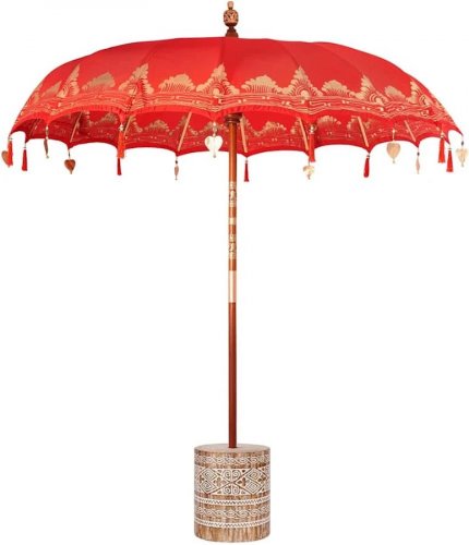 Helloshop26 Sombrilla balinesa redonda de exterior 215 x 215 x 260 cm gran sombra ambiente chill de algodón 020055948