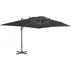 Helloshop26 Sombrilla muebles de jardín voladizo x poste de aluminio 400 x 300 cm antracita 02_0008644