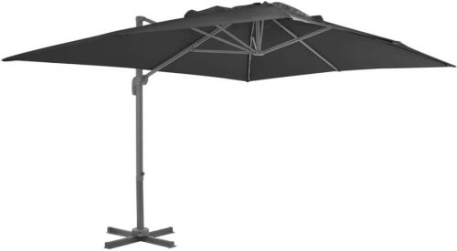 Helloshop26 Sombrilla muebles de jardín voladizo x poste de aluminio 400 x 300 cm antracita 02_0008644