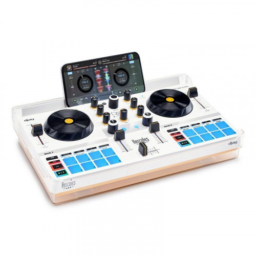 Hercules DJControl Mix Ultra Controlador DJ Portátil e Inalámbrico con Bluetooth Blanco