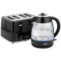 Hervidor de agua de ebullición rápida de 1,7 l 2200 w y juego de tostadora de 4 rebanadas con filtro de cal