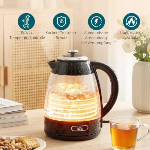 Hervidor de agua de ebullición rápida de 1,7 l 2200 w y juego de tostadora de 4 rebanadas con filtro de cal