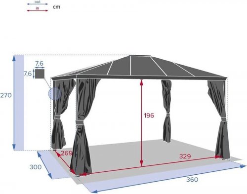 Hespéride Pérgola Belize Grafito 3,6 x 3 m