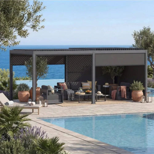 Hespéride Pérgola Belize Grafito 3,6 x 3 m