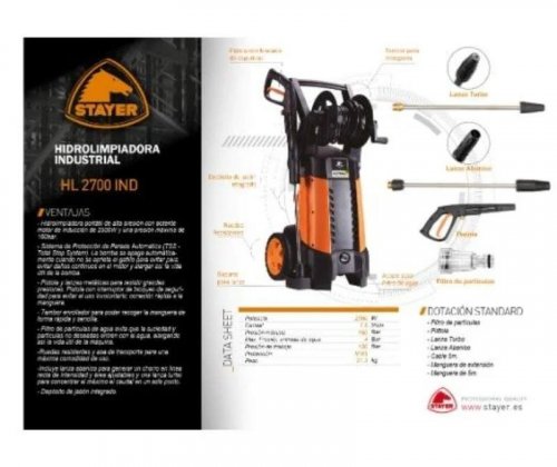 Hidrolimpiadora industrial eléctrica hl 2700 ind Stayer