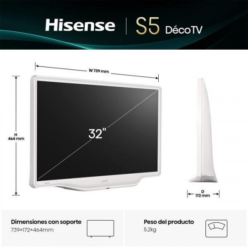 Hisense 32S5Q - Televisor QLED de 32 pulgadas Smart TV con IA Blanca