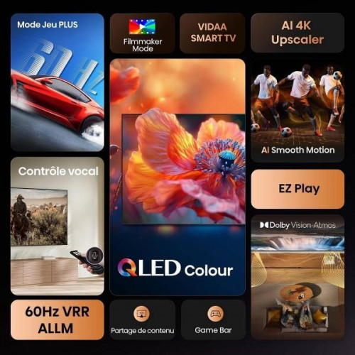 Hisense 55A7Q - Televisor QLED de 55 pulgadas A7Q VIDAA Voice