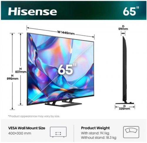 Hisense 65A7S - Televisor QLED de 65 pulgadas 4K 60 Hz SmartTV