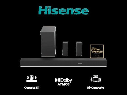 Hisense AX5100Q - Barra de sonido 5.1 580W Dolby Atmos y Altavoces traseros inalámbricos