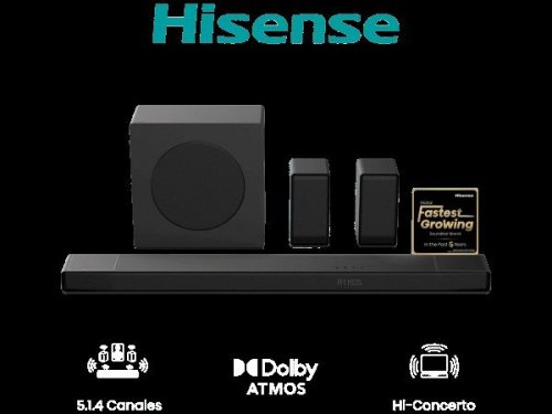 Hisense AX5140Q - Barra de Sonido 5.1.4 600W Dolby Atmos con Calibración IA