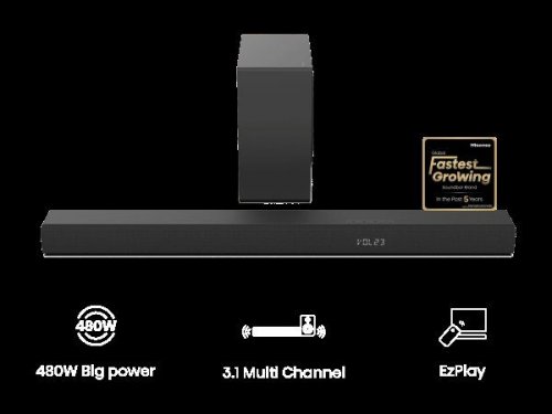 Hisense HS3100 - Barra de sonido 3.1 480W DTS Virtual:X y Subwoofer de 6.5